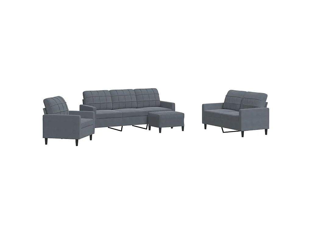 4-delige Loungeset met kussens fluweel donkergrijs