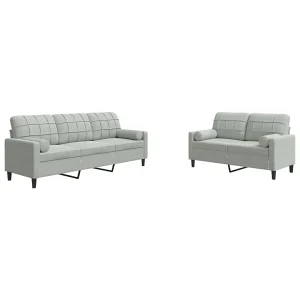 2-delige Loungeset met kussens en bolsters fluweel lichtgrijs 2-delige Loungeset met kussens en bolsters fluweel lichtgrijs