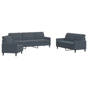 3-delige Loungeset met kussens fluweel donkergrijs 3-delige Loungeset met kussens fluweel donkergrijs