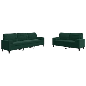 2-delige Loungeset met kussens en bolsters fluweel donkergroen 2-delige Loungeset met kussens en bolsters fluweel donkergroen