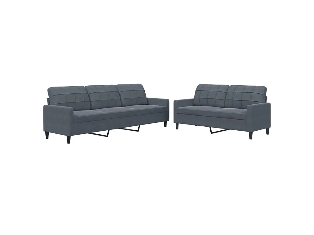 2-delige Loungeset met kussens fluweel donkergrijs
