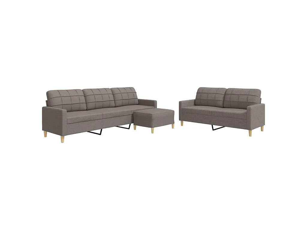 3-delige Loungeset met voetenbank stof taupe