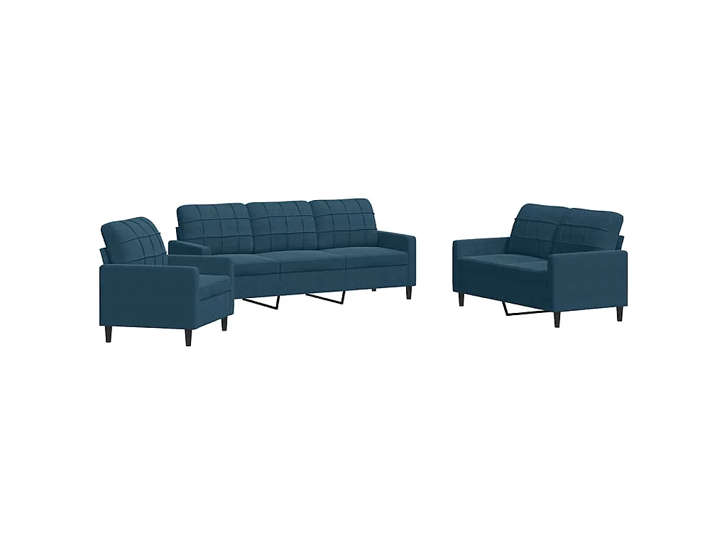 3-delige Loungeset met kussens fluweel blauw