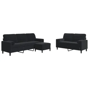 3-delige Loungeset met kussens en bolsters fluweel zwart 3-delige Loungeset met kussens en bolsters fluweel zwart