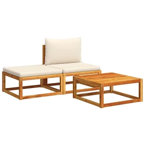 3-delige Loungeset met kussens massief acaciahout 3-delige Loungeset met kussens massief acaciahout