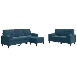 3-delige Loungeset met kussens en bolsters fluweel blauw 3-delige Loungeset met kussens en bolsters fluweel blauw