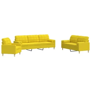 3-delige Loungeset met sierkussens stof lichtgeel 3-delige Loungeset met sierkussens stof lichtgeel