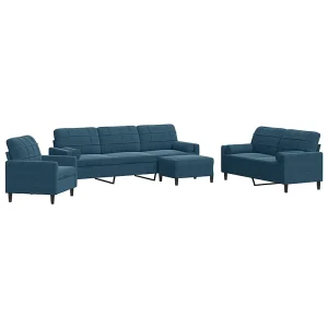 4-delige Loungeset met kussens en bolsters fluweel blauw 4-delige Loungeset met kussens en bolsters fluweel blauw