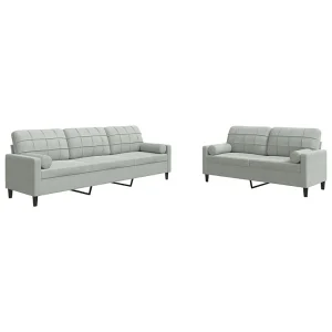2-delige Loungeset met kussens en bolsters fluweel lichtgrijs 2-delige Loungeset met kussens en bolsters fluweel lichtgrijs