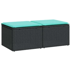 2-delige Loungeset met kussens poly rattan acacia zwart 2-delige Loungeset met kussens poly rattan acacia zwart