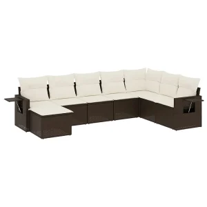 9-delige Loungeset met kussens poly rattan bruin 9-delige Loungeset met kussens poly rattan bruin