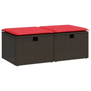 2-delige Loungeset met kussens poly rattan acacia bruin 2-delige Loungeset met kussens poly rattan acacia bruin
