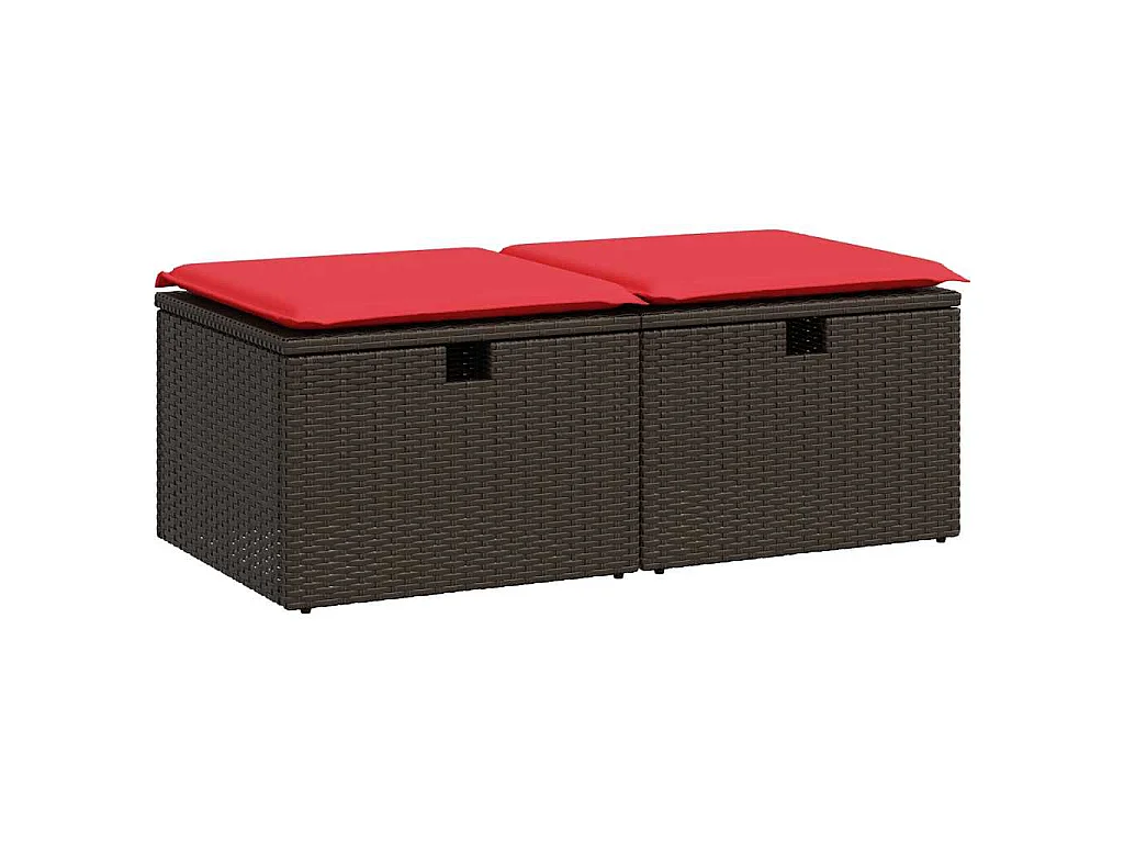 2-delige Loungeset met kussens poly rattan acacia bruin