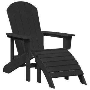Adirondack-stoel met kussen Zwart 74 x 82 x 92cm Kunststof Adirondack-stoel met kussen Zwart 74 x 82 x 92cm Kunststof