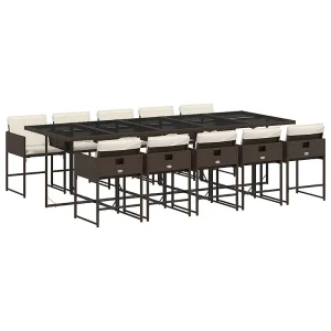 11-delige Tuinset met kussens poly rattan bruin 11-delige Tuinset met kussens poly rattan bruin