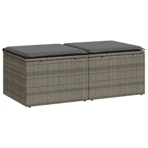 2-delige Loungeset met kussens poly rattan acacia grijs 2-delige Loungeset met kussens poly rattan acacia grijs
