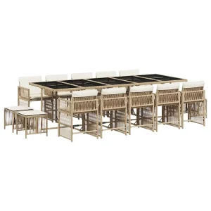 15-delige Tuinset met kussens poly rattan beige 15-delige Tuinset met kussens poly rattan beige