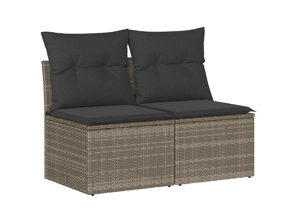 2-delige Loungeset met kussens poly rattan acacia grijs
