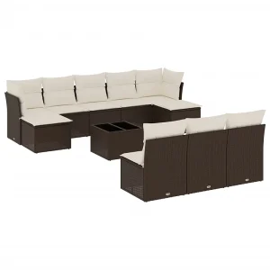 11-delige Loungeset met kussens poly rattan bruin 11-delige Loungeset met kussens poly rattan bruin