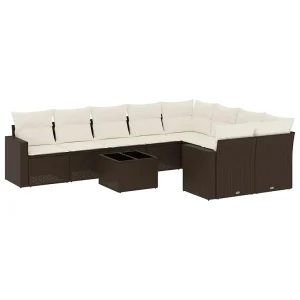 10-delige Loungeset met kussens poly rattan bruin 10-delige Loungeset met kussens poly rattan bruin