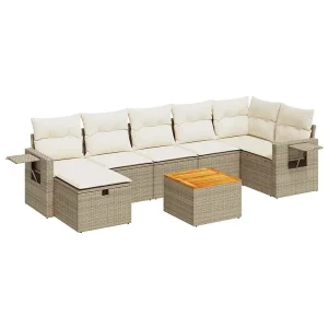8-delige Loungeset met kussens poly rattan beige 8-delige Loungeset met kussens poly rattan beige