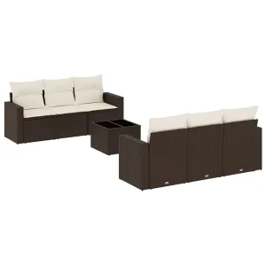 7-delige Loungeset met kussens poly rattan bruin 7-delige Loungeset met kussens poly rattan bruin