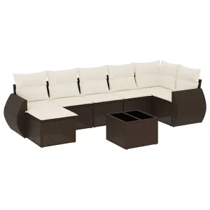 8-delige Loungeset met kussens poly rattan bruin 8-delige Loungeset met kussens poly rattan bruin