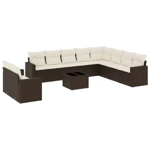 11-delige Loungeset met kussens poly rattan bruin 11-delige Loungeset met kussens poly rattan bruin