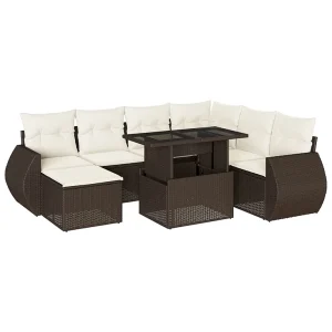 8-delige Loungeset met kussens poly rattan bruin 8-delige Loungeset met kussens poly rattan bruin