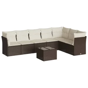 8-delige Loungeset met kussens poly rattan bruin 8-delige Loungeset met kussens poly rattan bruin