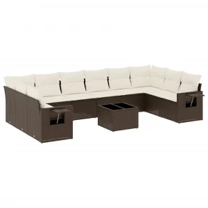11-delige Loungeset met kussens poly rattan bruin 11-delige Loungeset met kussens poly rattan bruin
