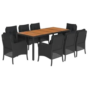 9-delige Tuinset poly rattan zwart 9-delige Tuinset poly rattan zwart