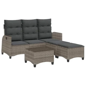 3-delige Tuinbankstel met kussens L-vormig poly rattan grijs 3-delige Tuinbankstel met kussens L-vormig poly rattan grijs