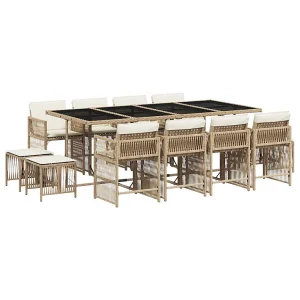 13-delige Tuinset met kussens poly rattan beige 13-delige Tuinset met kussens poly rattan beige