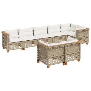 8-delige Loungeset met kussens poly rattan beige 8-delige Loungeset met kussens poly rattan beige