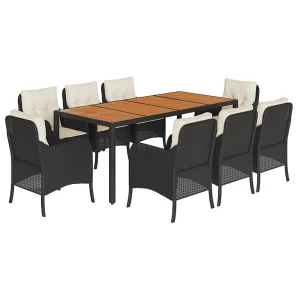 9-delige Tuinset poly rattan zwart 9-delige Tuinset poly rattan zwart
