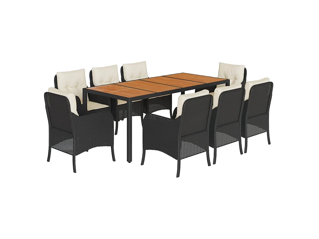 9-delige Tuinset poly rattan zwart