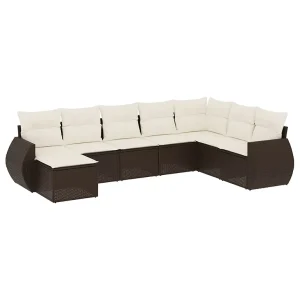 8-delige Loungeset met kussens poly rattan bruin 8-delige Loungeset met kussens poly rattan bruin