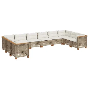 10-delige Loungeset met kussens poly rattan beige 10-delige Loungeset met kussens poly rattan beige