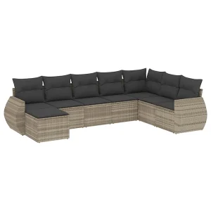 8-delige Loungeset met kussens poly rattan lichtgrijs 8-delige Loungeset met kussens poly rattan lichtgrijs