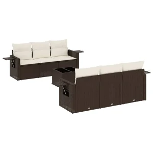 7-delige Loungeset met kussens poly rattan bruin 7-delige Loungeset met kussens poly rattan bruin