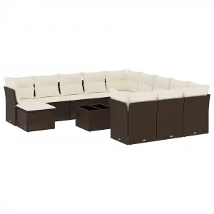 13-delige Loungeset met kussens poly rattan bruin 13-delige Loungeset met kussens poly rattan bruin