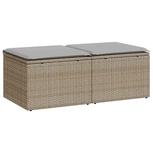 2-delige Loungeset met kussens poly rattan acacia beige 2-delige Loungeset met kussens poly rattan acacia beige