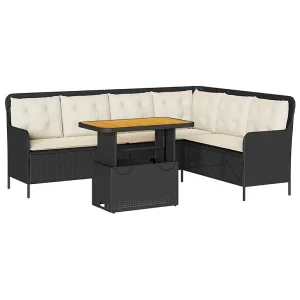 2-delige Loungeset met kussens poly rattan zwart 2-delige Loungeset met kussens poly rattan zwart