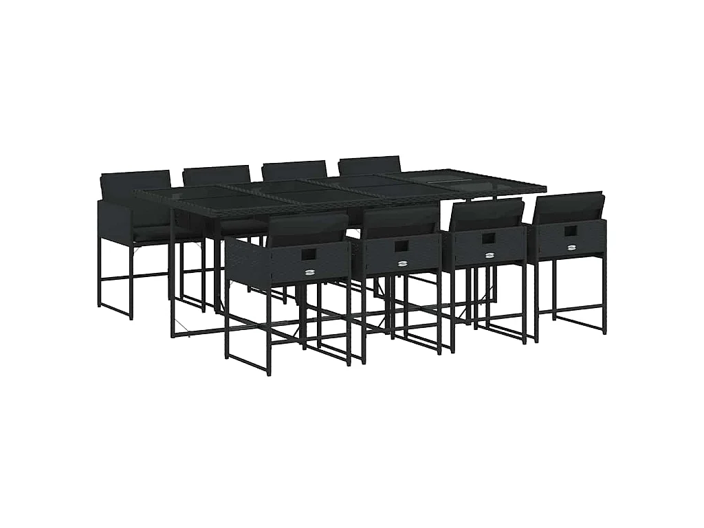 9-delige Tuinset poly rattan zwart