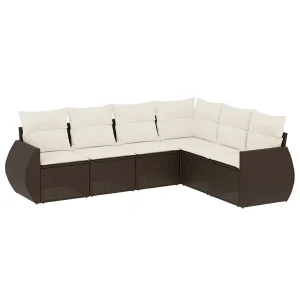 6-delige Loungeset met kussens poly rattan bruin 6-delige Loungeset met kussens poly rattan bruin