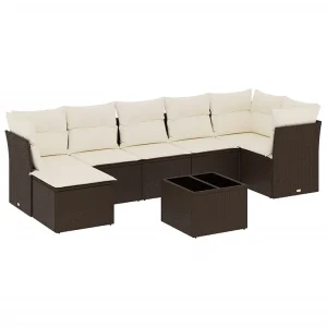 8-delige Loungeset met kussens poly rattan bruin 8-delige Loungeset met kussens poly rattan bruin