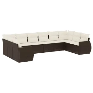 10-delige Loungeset met kussens poly rattan bruin 10-delige Loungeset met kussens poly rattan bruin