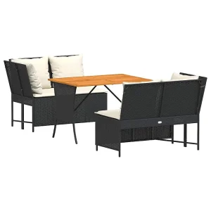 3-delige Loungeset met kussens poly rattan zwart 3-delige Loungeset met kussens poly rattan zwart