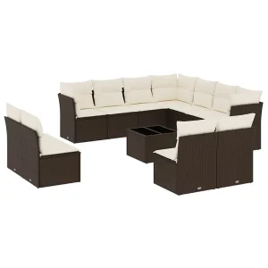12-delige Loungeset met kussens poly rattan bruin 12-delige Loungeset met kussens poly rattan bruin